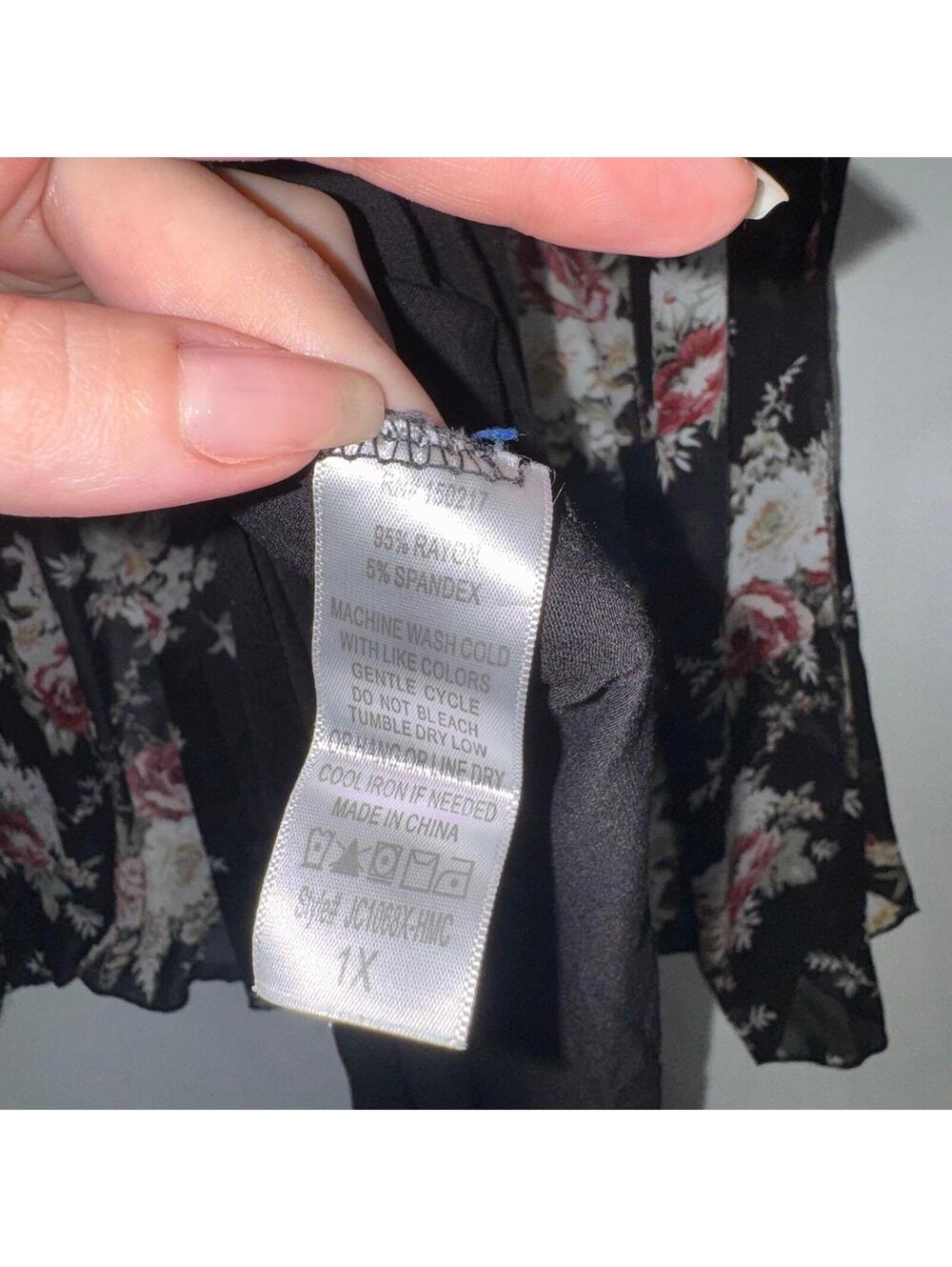 Black maxi dress with sheer floral kimono vibe sportswear 1x - Picture 5 of 7